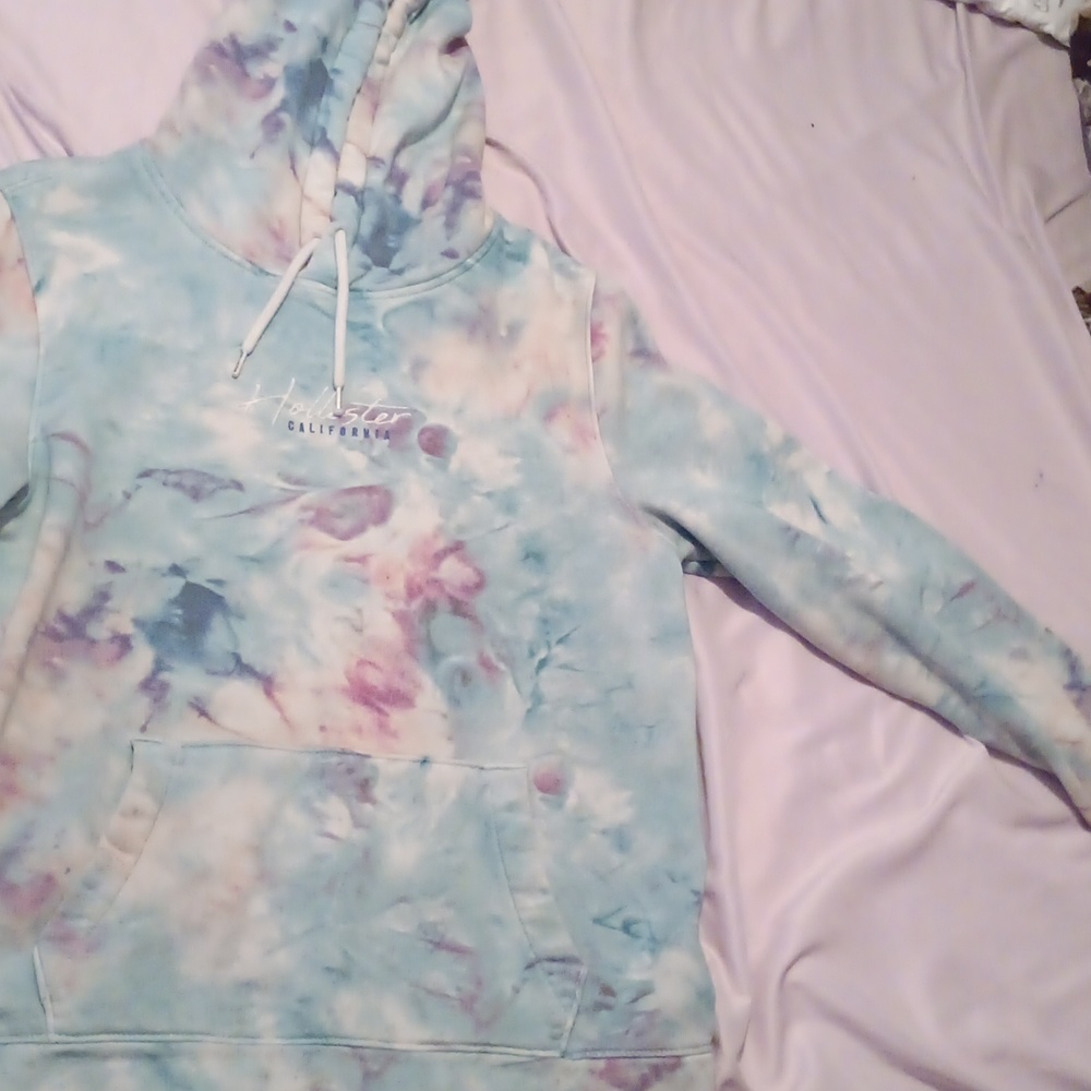 Hollister, medium, blue tye-dye hoodie